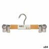 Set di Grucce Kipit 29100196 Marrone Argentato Legno Metallo 28,5 x 2,5 x 11,5 cm Pinze (24 Unità)