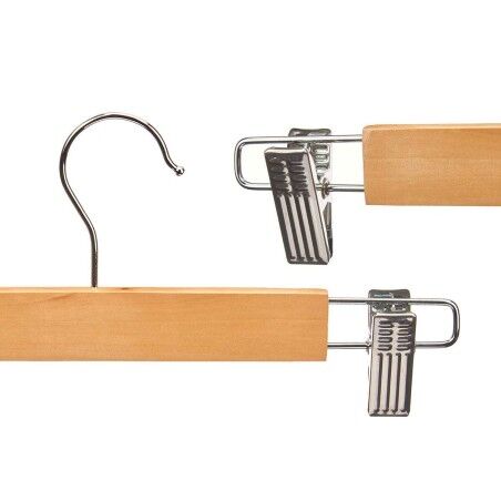 Set di Grucce Kipit 29100196 Marrone Argentato Legno Metallo 28,5 x 2,5 x 11,5 cm Pinze (24 Unità)
