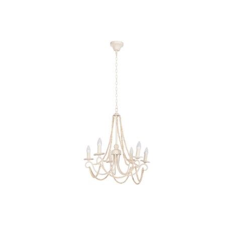 Lampadario Home ESPRIT Bianco Marrone Chiaro Legno Metallo 25 W 60 x 53 x 55 cm