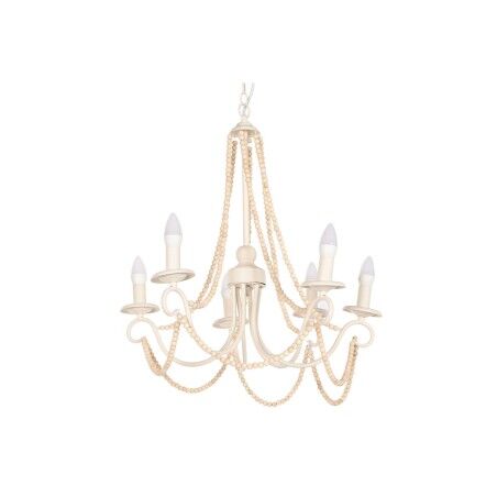 Lampadario Home ESPRIT Bianco Marrone Chiaro Legno Metallo 25 W 60 x 53 x 55 cm