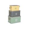 Forziere Home ESPRIT Giallo Verde Grigio Marrone scuro Menta Metallo Legno di paulownia Vintage 60 x 38 x 32,5 cm 60 X 38 X 33 c