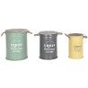Bidone decorativo Home ESPRIT Giallo Verde Grigio Marrone scuro Metallo Legno di paulownia Vintage 38 x 38 x 48 cm (3 Unità)