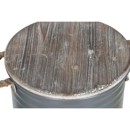 Bidone decorativo Home ESPRIT Giallo Verde Grigio Marrone scuro Metallo Legno di paulownia Vintage 38 x 38 x 48 cm (3 Unità)
