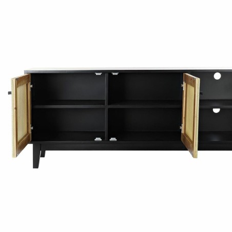 Mobile TV DKD Home Decor Nero Abete Rattan (160 x 65 x 38 cm)