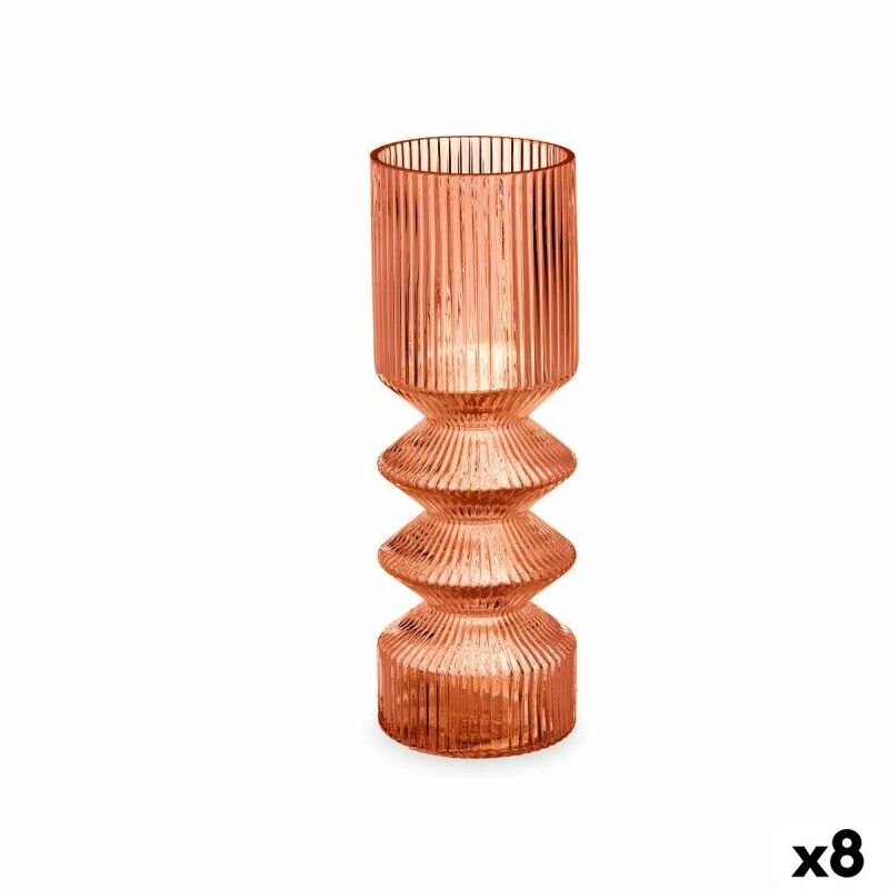 Vaso Righe Arancio Cristallo 8 x 23 x 8 cm (8 Unità) Vaso Righe Arancio Cristallo 8 x 23 x 8 cm (8 Unità)