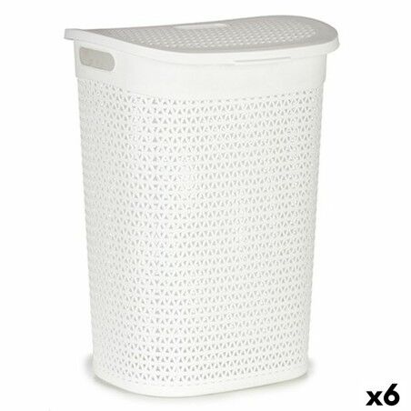 Cesto per i Panni Kipit 4790-3 Bianco Plastica 60 L 43,5 x 57,5 x 34 cm (6 Unità)