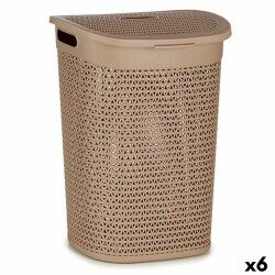 Cesto per i Panni Kipit 4790-4 Beige Plastica 60 L 43,5 x 57,5 x 34 cm (6 Unità)