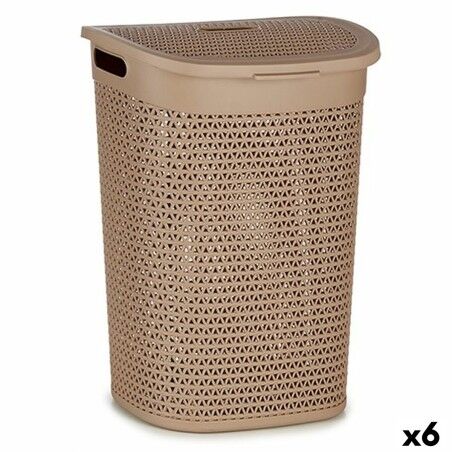 Cesto per i Panni Kipit 4790-4 Beige Plastica 60 L 43,5 x 57,5 x 34 cm (6 Unità)