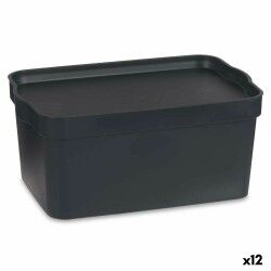 Scatola portaoggetti con coperchio Kipit TP594-1 Antracite Plastica 7,5 L 21 x 14,2 x 32 cm (12 Unità)