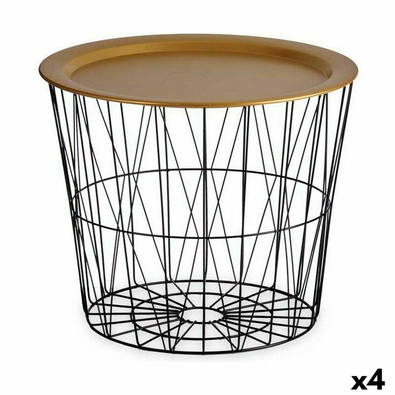 Tavolo aggiuntivo Nero Dorato Metallo 52 x 40 x 52 cm (4 Unità) Tavolo aggiuntivo Nero Dorato Metallo 52 x 40 x 52 cm (4 Unità)