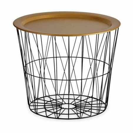 Tavolo aggiuntivo Nero Dorato Metallo 52 x 40 x 52 cm (4 Unità)