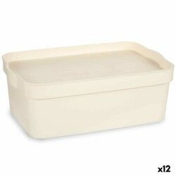 Scatola portaoggetti con coperchio Kipit TP593-4 Crema Plastica 6 L 21,5 x 11 x 31,5 cm (12 Unità)