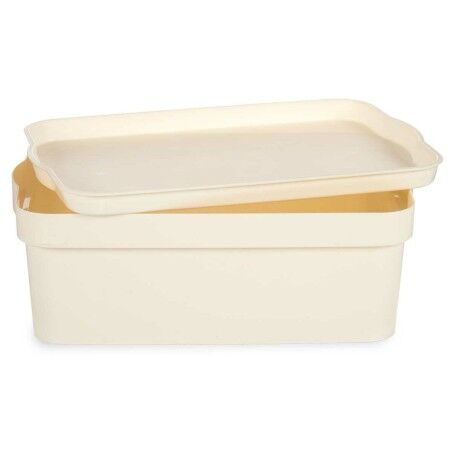 Scatola portaoggetti con coperchio Kipit TP593-4 Crema Plastica 6 L 21,5 x 11 x 31,5 cm (12 Unità)
