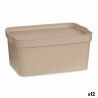 Scatola portaoggetti con coperchio Kipit TP594-3 Beige Plastica 7,5 L 21,5 x 14,5 x 32 cm (12 Unità)