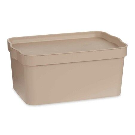 Scatola portaoggetti con coperchio Kipit TP594-3 Beige Plastica 7,5 L 21,5 x 14,5 x 32 cm (12 Unità)