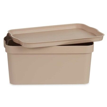 Scatola portaoggetti con coperchio Kipit TP594-3 Beige Plastica 7,5 L 21,5 x 14,5 x 32 cm (12 Unità)