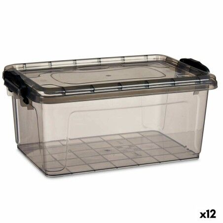 Scatola portaoggetti con coperchio Kipit TP545-2 Antracite Plastica (12 Unità)