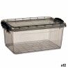 Scatola portaoggetti con coperchio Kipit TP545-2 Antracite Plastica (12 Unità)