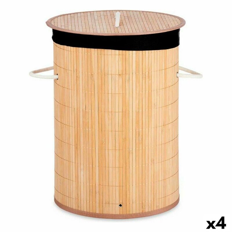 Cesto per i Panni Sporchi Kipit BA1315-436 Nero Naturale Metallo Bambù Legno MDF 48 L (4 Unità) Cesto per i Panni Sporchi Kipit BA1315-436 Nero Naturale Metallo Bambù Legno MDF 48 L (4 Unità)