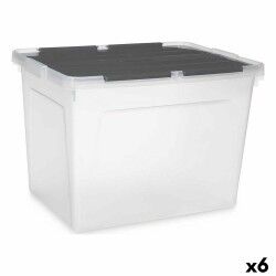 Scatola portaoggetti con coperchio Kipit 87953 Trasparente Antracite Plastica 48 L (6 Unità)