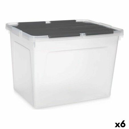 Scatola portaoggetti con coperchio Kipit 87953 Trasparente Antracite Plastica 48 L (6 Unità)