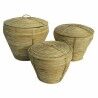 Cestino Multiuso DKD Home Decor Naturale Tropicale 35 x 35 x 30 cm 35 x 35 x 34 cm 37 x 37 x 34,5 cm Con coperchio 3 Pezzi