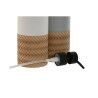 Dispenser di Sapone Home ESPRIT Bianco Grigio Naturale Resina Polietilene 7,5 x 7,5 x 18,5 cm (2 Unità)