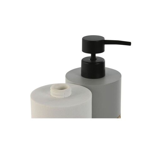 Dispenser di Sapone Home ESPRIT Bianco Grigio Naturale Resina Polietilene 7,5 x 7,5 x 18,5 cm (2 Unità)