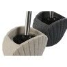 Scopino per il Bagno Home ESPRIT Grigio Crema Resina Acciaio inossidabile 13,5 X 10 X 37 cm (2 Unità)