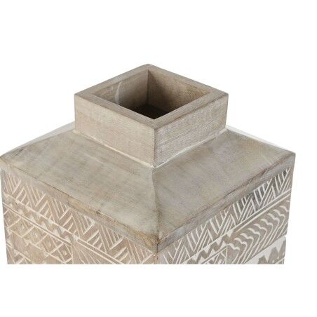 Vaso Home ESPRIT Bianco Naturale Legno di mango Coloniale 18 x 18 x 30,5 cm
