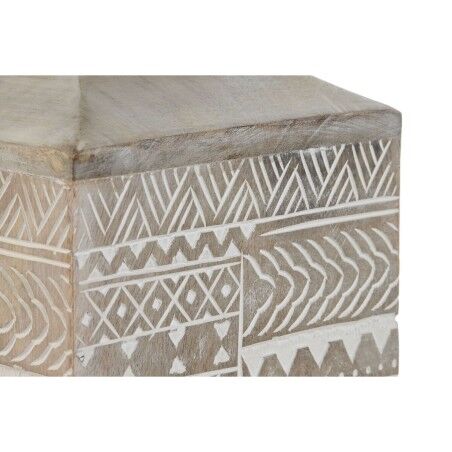 Vaso Home ESPRIT Bianco Naturale Legno di mango Coloniale 18 x 18 x 30,5 cm