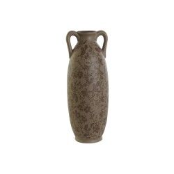 Vaso Home ESPRIT Marrone Verde Gres Foglia della pianta 13 x 13 x 35 cm