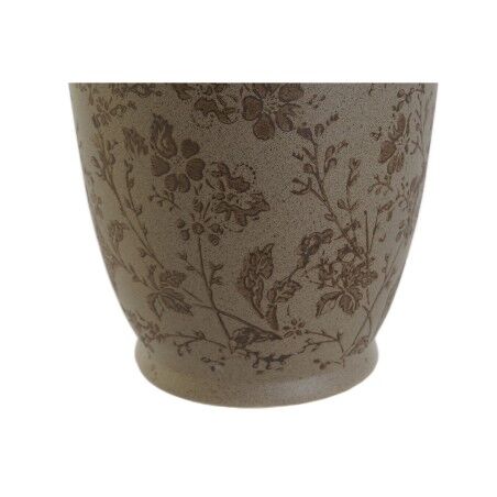 Vaso Home ESPRIT Marrone Verde Gres Foglia della pianta 13 x 13 x 35 cm