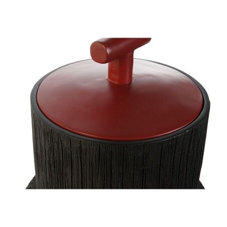 Vaso Home ESPRIT Nero Rosso Resina Orientale 22 x 22 x 25 cm