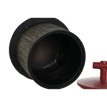 Vaso Home ESPRIT Nero Rosso Resina Orientale 22 x 22 x 25 cm