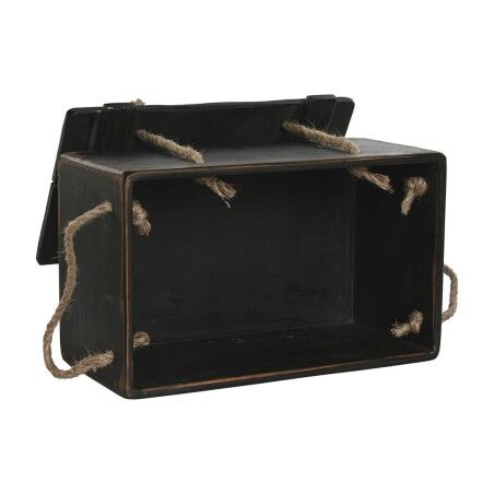 Scatole per conservare Home ESPRIT Nero Legno di abete 38 x 24 x 20 cm 3 Pezzi