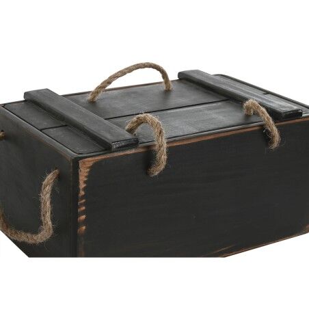 Scatole per conservare Home ESPRIT Nero Legno di abete 38 x 24 x 20 cm 3 Pezzi