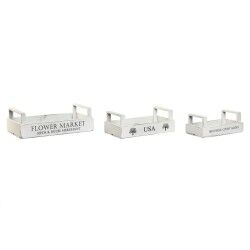 Scatole per conservare Home ESPRIT Bianco Legno di abete 39 x 19 x 12 cm 3 Pezzi