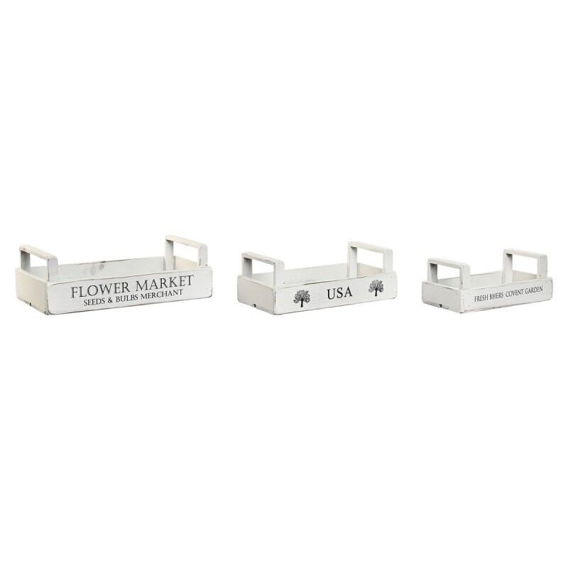 Scatole per conservare Home ESPRIT Bianco Legno di abete 39 x 19 x 12 cm 3 Pezzi Scatole per conservare Home ESPRIT Bianco Legno di abete 39 x 19 x 12 cm 3 Pezzi