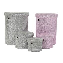 Cestino Multiuso DKD Home Decor Grigio Rosa polipropilene 42 x 42 x 52,5 cm 4 Kg