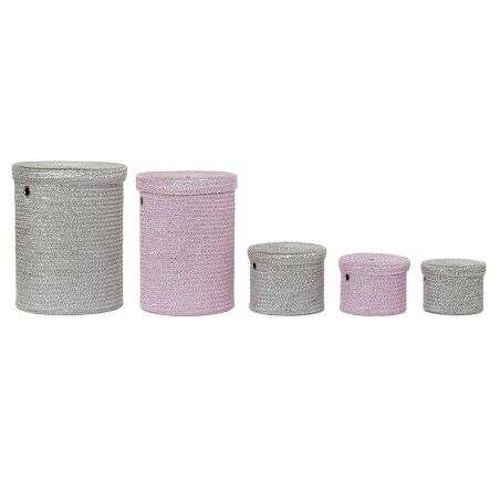 Cestino Multiuso DKD Home Decor Grigio Rosa polipropilene 42 x 42 x 52,5 cm 4 Kg