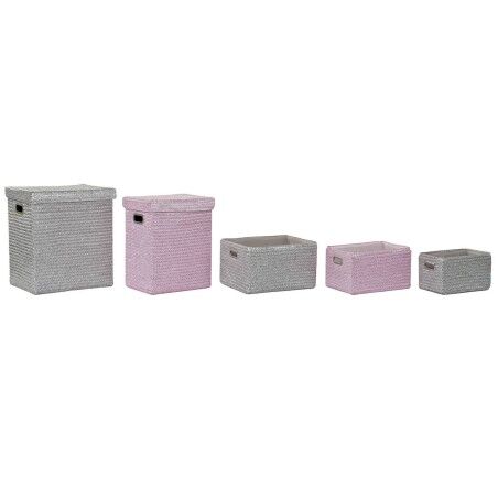 Cestino Multiuso DKD Home Decor Rosa Argentato polipropilene 44 x 36 x 50 cm 4 Kg 5 Pezzi