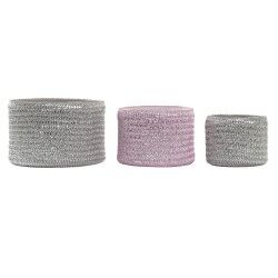 Cestino Multiuso DKD Home Decor Grigio Rosa polipropilene 27 x 27 x 17 cm 4 Kg 3 Pezzi (3 Unità)