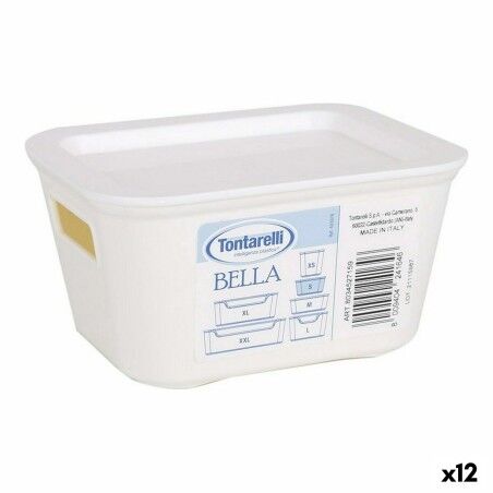 Scatola portaoggetti con coperchio Bella Antracite 13,9 x 11,4 x 7,2 cm (12 Unità)