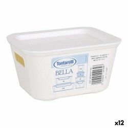 Scatola portaoggetti con coperchio Bella Bianco 13,9 x 11,4 x 7,2 cm (12 Unità)