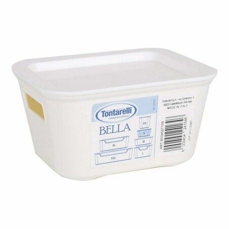 Scatola portaoggetti con coperchio Bella Bianco 13,9 x 11,4 x 7,2 cm (12 Unità)