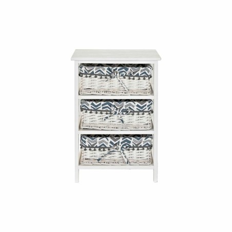 Cassettiera DKD Home Decor Azzurro Bianco vimini Legno di paulownia 40 x 29 x 59 cm