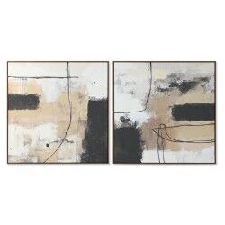 Quadro Home ESPRIT Nero Dorato Astratto Città 100 x 4 x 100 cm (2 Unità)
