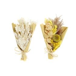 Mazzo DKD Home Decor Beige Giallo Fiore secco (10 x 5 x 18 cm) (2 Unità)