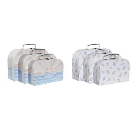 Set di Scatole Decorative DKD Home Decor Multicolore Metallo Cartone 28 x 9,5 x 20 cm (2 Unità)
